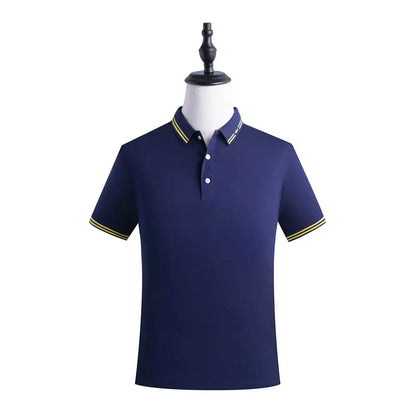 Men Polo T-shirt Logo Customizable Golf Hombre Polos 50% Cotton Daily Smart Casual Clothing Summer Autumn Lapel Top Personalized