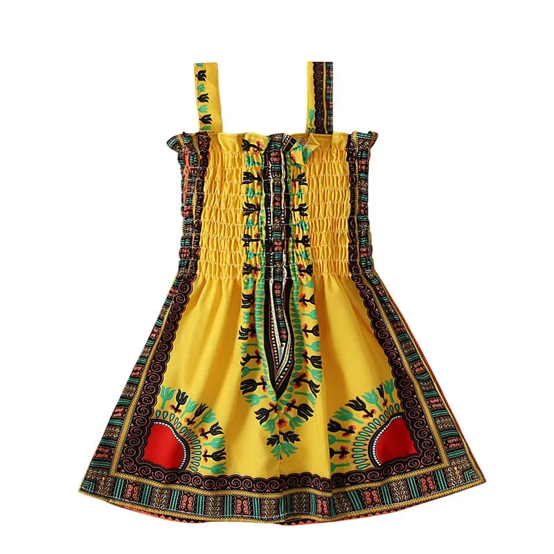 2022 Summer Fashion Style African Children Polyester Printing Dress Girl Dress African Dresses for Children