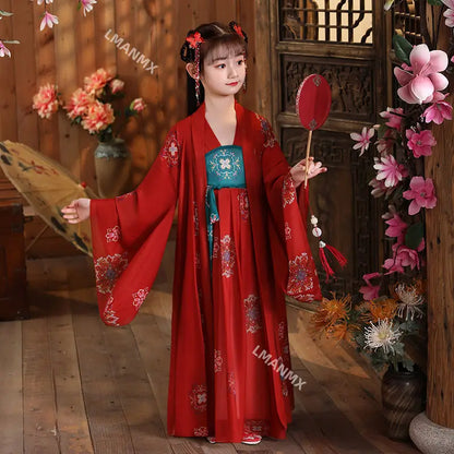 Ancient Kids Traditional Dresses Chinese Outfit Girls Costume Folk Dance Performance Hanfu Dress for Children