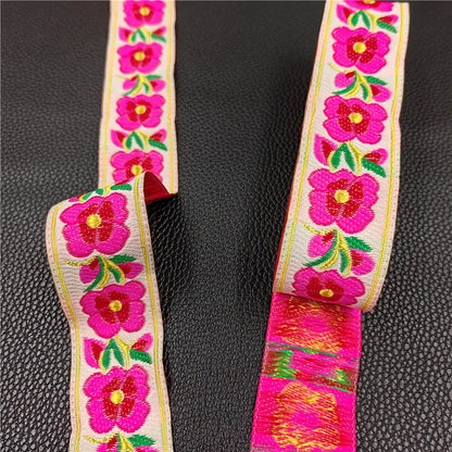 7 Meters 3.3cm Flowers Pattern Embroidered Jacquard Ribbons Woven Lace Trim For Garment Bag Curtain Sewing African Lace Fabric