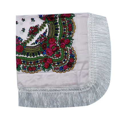 Ethnic Fringed Headband Bandana Babushka Headwrap Shawl Retro Floral Printed Shawls 2023 New Women Russian Style Square Scarf