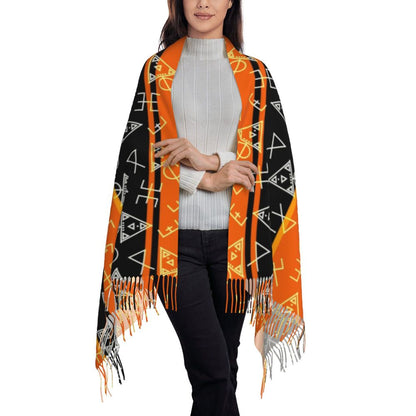 Amazigh Foutha Kabyle Scarf Wrap Women Long Winter Warm Tassel Shawl Unisex Mediterranean Geometric Scarves