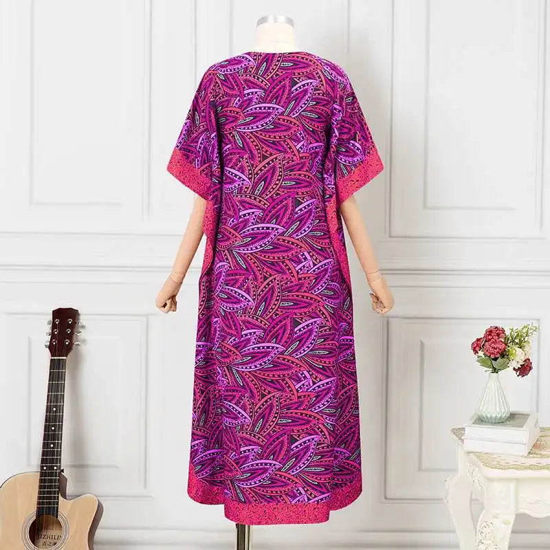 Plus Size 5XL VONDA Women Bohemian Printed Long Sundress 2024 Summer Casual Half Sleeve Loose Maxi Dress Oversized Party Vestido