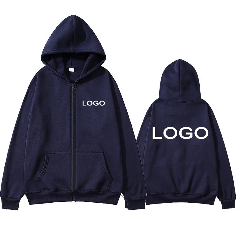 Customized Printed Men Women Zipper Up Hoodie Loose Casual Clothing Fashion Long Sleeve Hooded Pullover Personality Sweatshirts