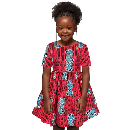 Baby Girls African Dress Toddler Kids Dashiki Traditional Style Print Short Sleeve Casual Dress Ankara Princess Dresses Vestidos