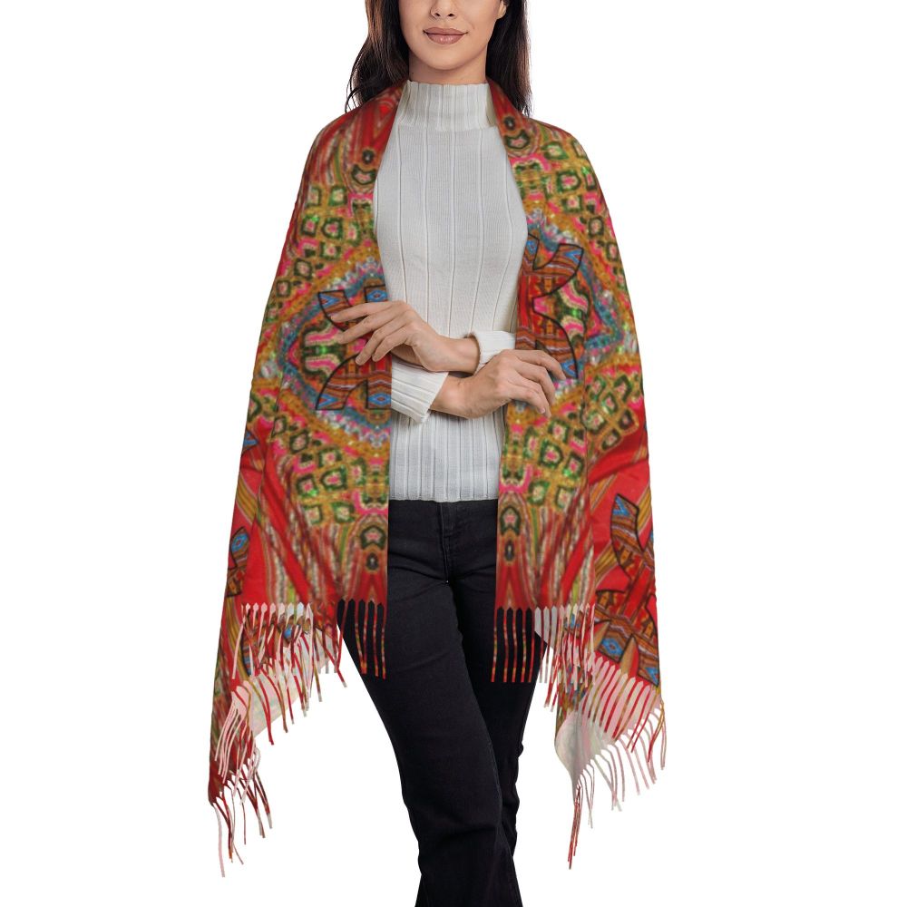 Amazigh Berber Kabyle Jewelry Scarf Wrap Women Long Winter Fall Warm Tassel Shawl Unisex Africa Ethnic Style Scarves