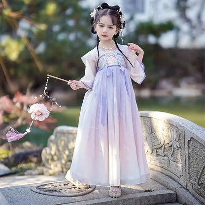 Chinese Kids Hanfu Dress Cute Girl Carnival Cosplay Costume Ancient Traditional Child Hanfu Dance Perform Dress Christmas Gift