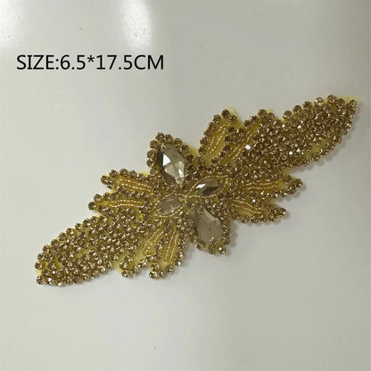 1PCS  AB Silver Rhinestone Applique flower patches Iron on/sew on wedding dress accessories For Clothes Decoration