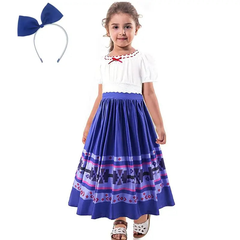 Girls Princess Dress+Bow Headwears Carnival Louisa Cosplays Costume Toddler Children Christmas Halloween Birthday Party Vestidos