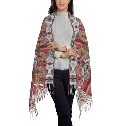 Kabyle Jewelry Scarf Wrap for Women Long Winter Fall Warm Tassel Shawl Unisex Amazigh Africa Ethnic Style Scarves