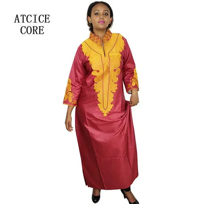 Dashiki  Dresses Bazin Riche Traditional African Clothing Long Sleeve For Ladies Without Scarf