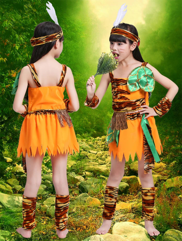 June 1st International Children's Day Wild Man Performance Costume Dance Costume Primitive Indian Hunter Performance Costume