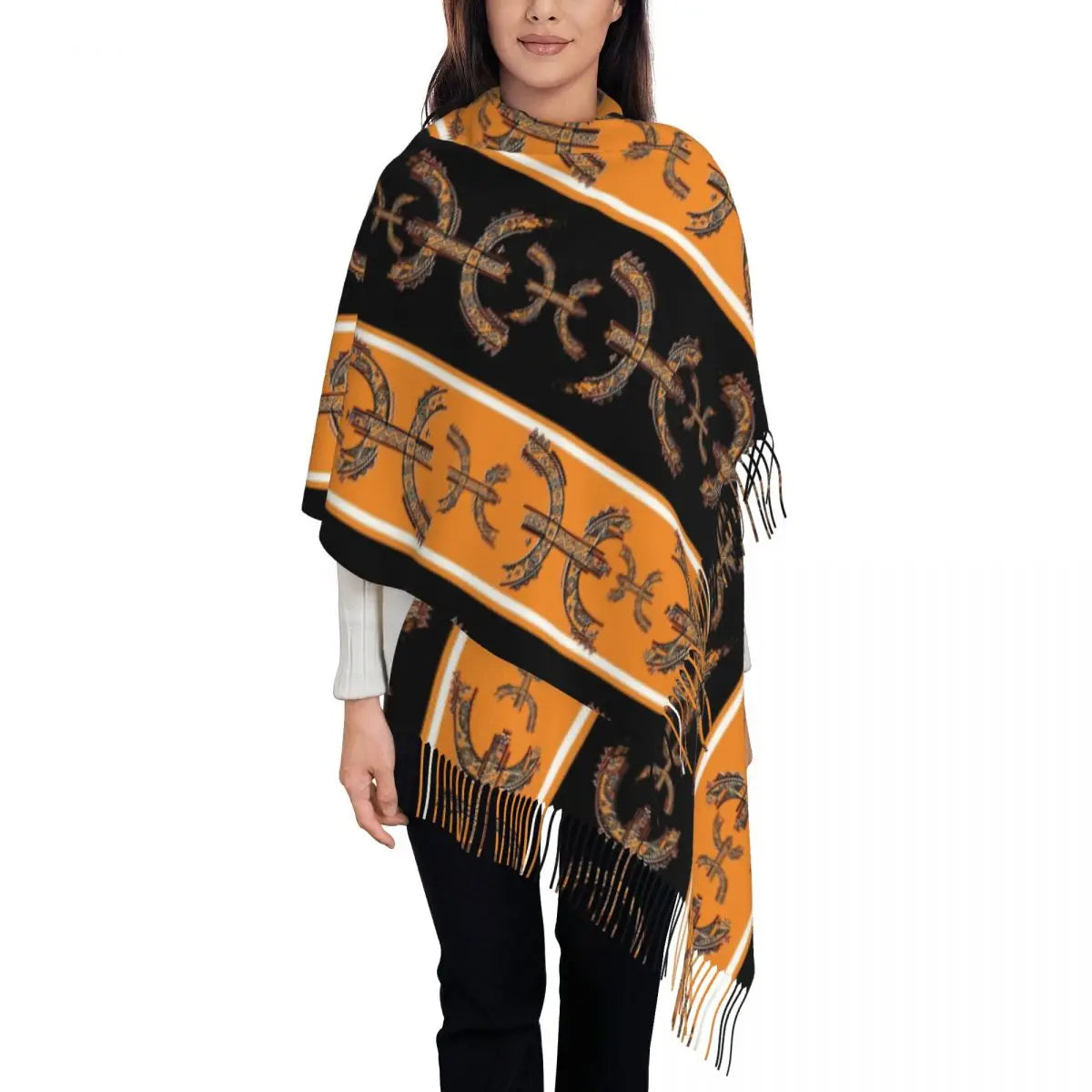 Customized Printed Amazigh Kabyle Jewelry Scarf Women Men Winter Warm Scarves Africa Berber Ethnic Style Shawls Wraps