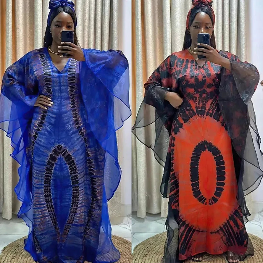 Outfits Dashiki African Dresses for Women Summer Kaftan African V-neck Polyester Plus Size Long Maxi Dress Gowns Ankara Dresses