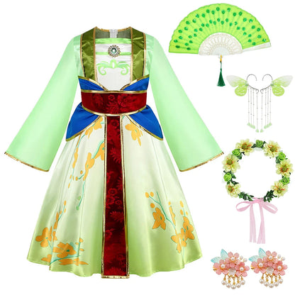 Kids Mulan Cosplay Princess Dress Girls Chinese Style Hanfu Traditional Costume Children Birthday Carnival Party Fairy Clothing