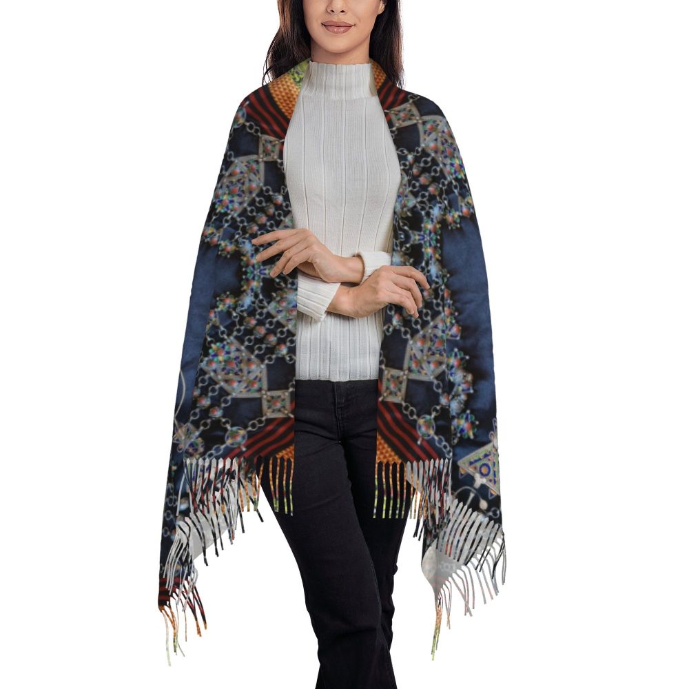 Amazigh Berber Kabyle Jewelry Scarf Wrap Women Long Winter Fall Warm Tassel Shawl Unisex Africa Ethnic Style Scarves