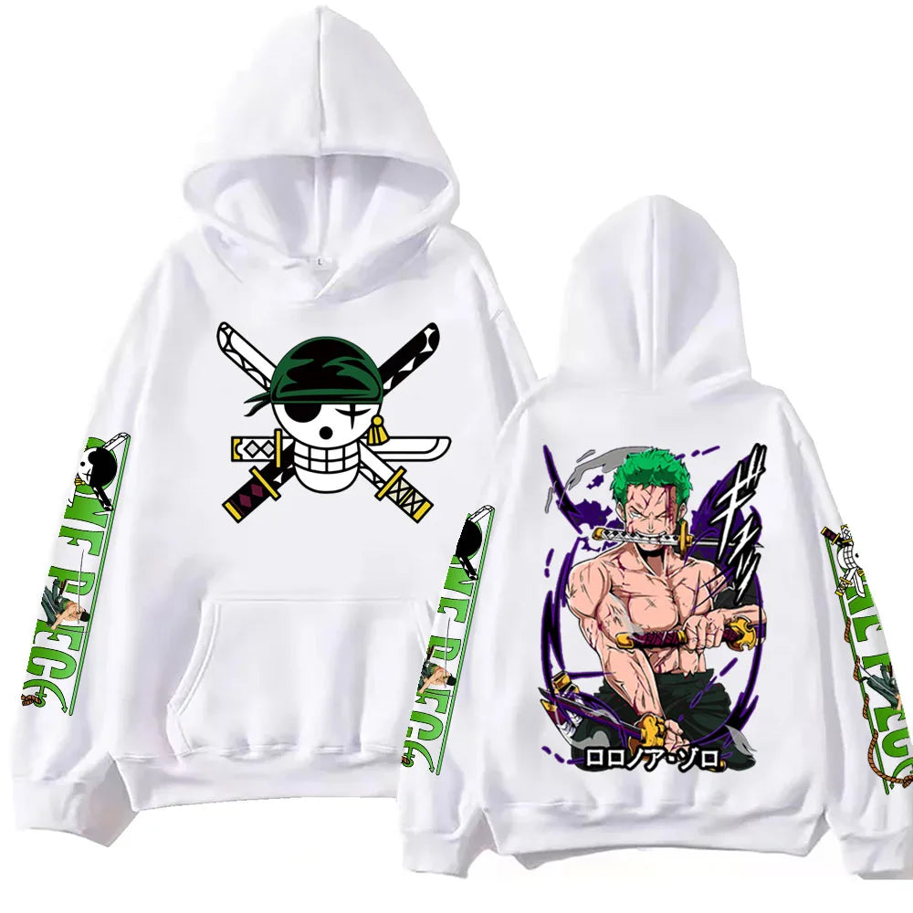 Anime One-Piece Zoro Hoodie Harajuku Hip Hop Pullover Tops Fans Gift