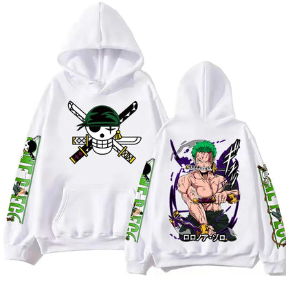 Anime One-Piece Zoro Hoodie Harajuku Hip Hop Pullover Tops Fans Gift