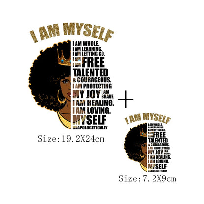 Afro Women Heat Transfer Patch For Clothing Fashion Black Girl DIY T-Shirt Hoodie Iron On Patch On Men And Women Clothes Sticker