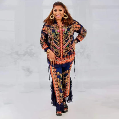 2 Piece Women Sets Dashiki African New Arrival Spring Autumn Matching Sets Two Pieces Sets Top Pants Suits Outfits Clothing