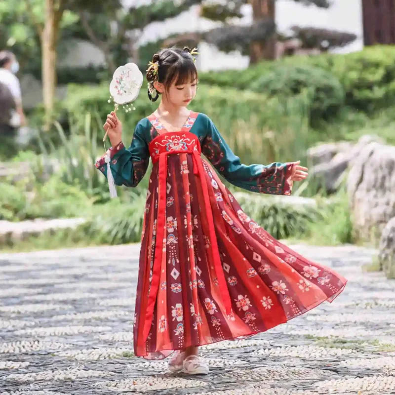 Retro Chinese Hanfu Girls' Casual Dress