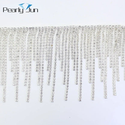 Luxury Diamond Tassel Chain Decoration – 1/5 Yard Rhinestone Trim for Skirts, Coats, Bags, Dresses & DIY Sewing Accessories (Model ML117)