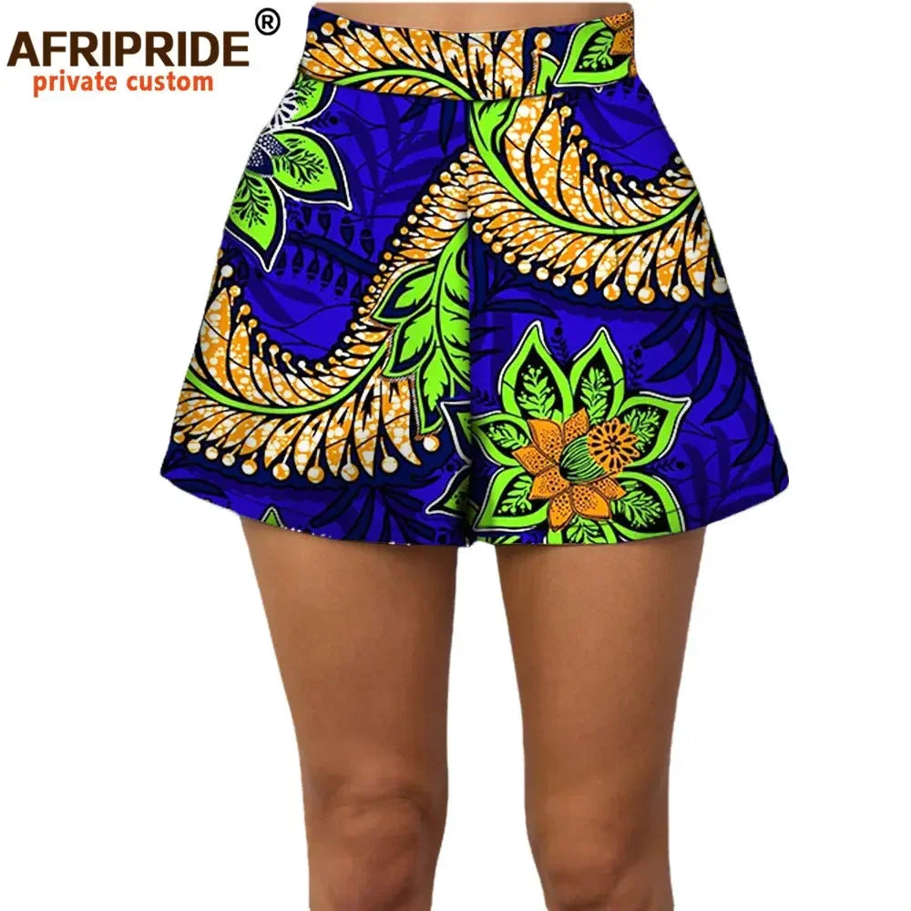 2024 Summer Women Beach Shorts Private Custom Casual Short Pants 100% Cotton Batik Print Pattern African Shorts A722108