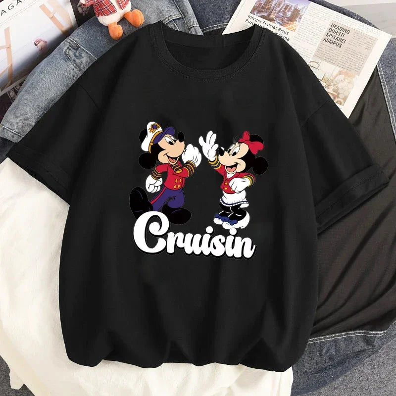 Disney Cruise Mickey Mouse T-shirt Fashion Women Casual Short Sleeves T Shirt Tops Summer Streetwear Harajuku Tshirt Clothes