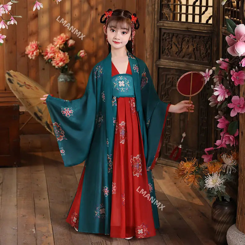 Ancient Kids Traditional Dresses Chinese Outfit Girls Costume Folk Dance Performance Hanfu Dress for Children