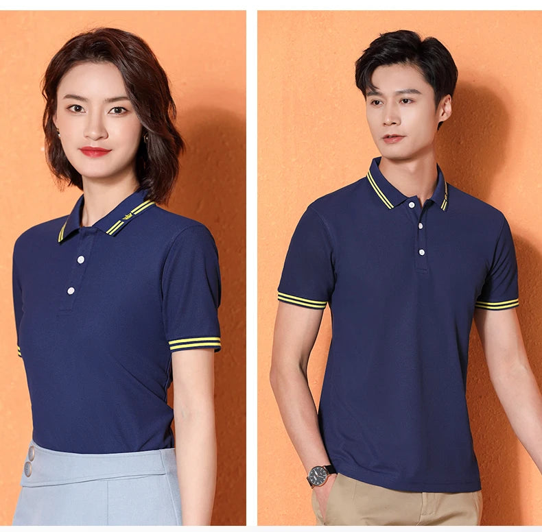 Men Polo T-shirt Logo Customizable Golf Hombre Polos 50% Cotton Daily Smart Casual Clothing Summer Autumn Lapel Top Personalized