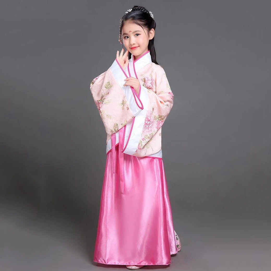 Hanfu Children 2023 Chinese Costume Kids Flower Girl Dresses Traditonal Stage Wear Women Dance Costume Adult Fairy Dress