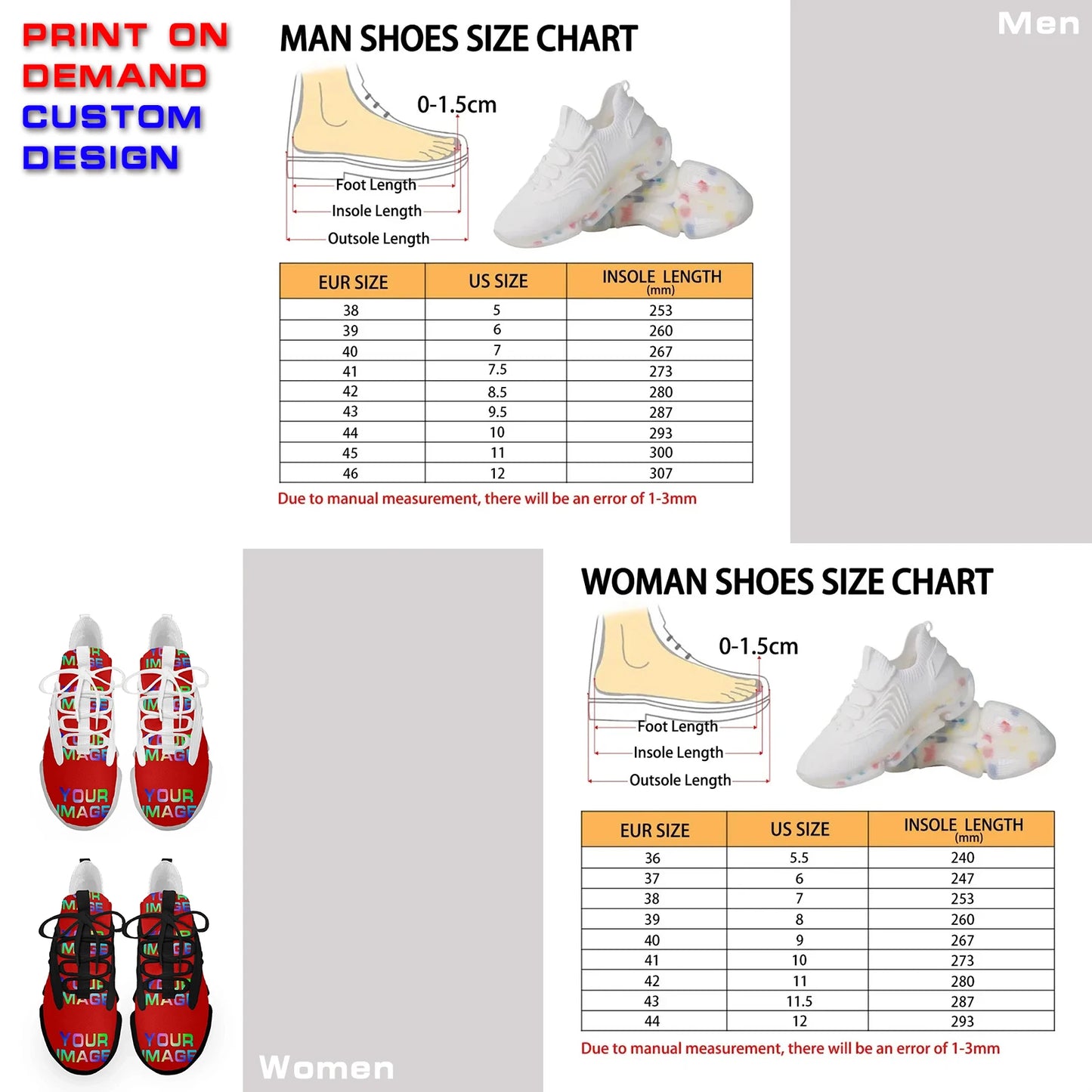 Custom Sneakers Canvas Flat Leather Boots Running Shoes Woman Man Print On Demand Image Design Holiday Matching DIY Dropshipping