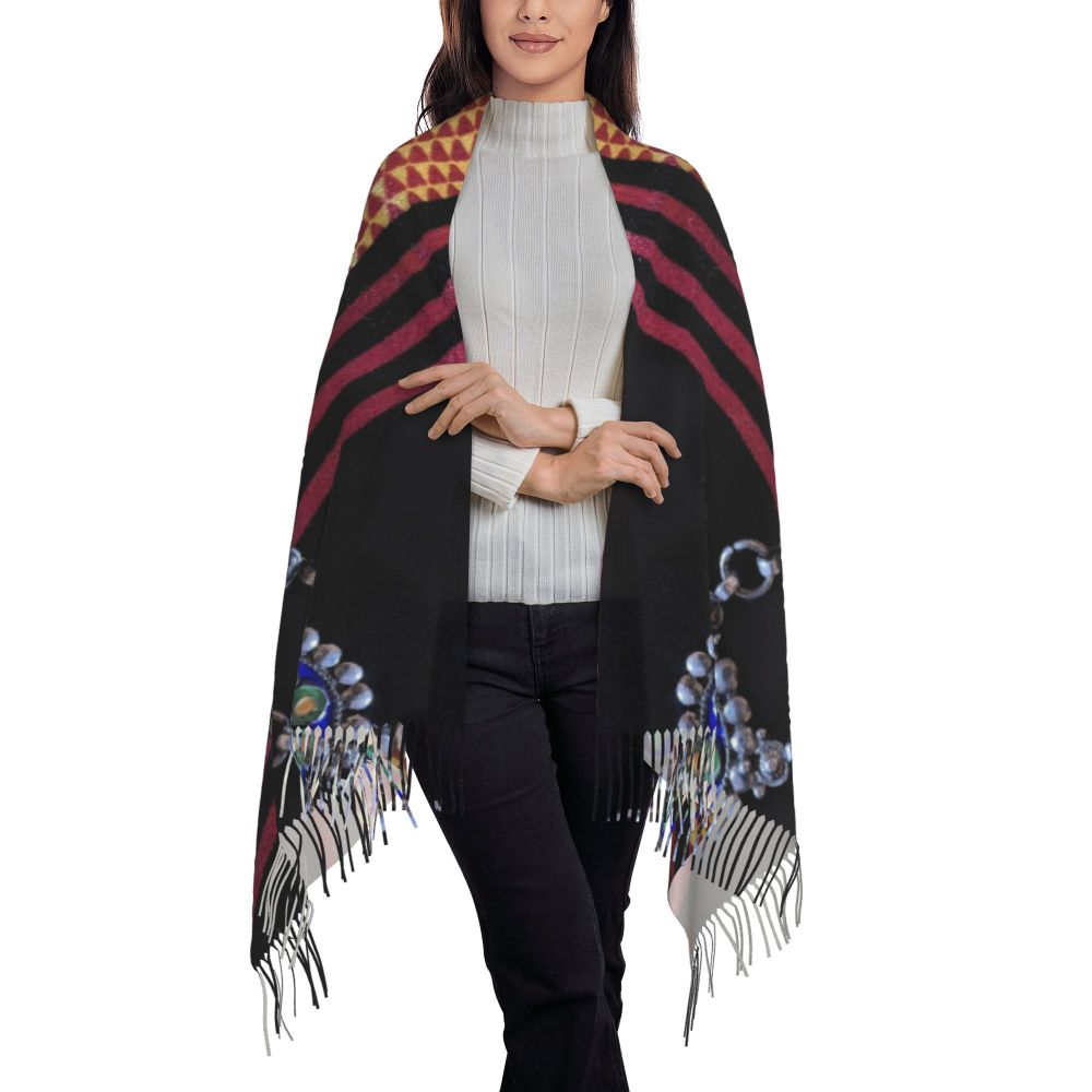 Amazigh Berber Kabyle Jewelry Scarf Wrap Women Long Winter Fall Warm Tassel Shawl Unisex Africa Ethnic Style Scarves