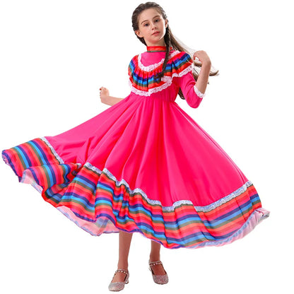 New Halloween Costume Girls School Stage Cosplay Costume Mexican Ethnic Dance Dress Up