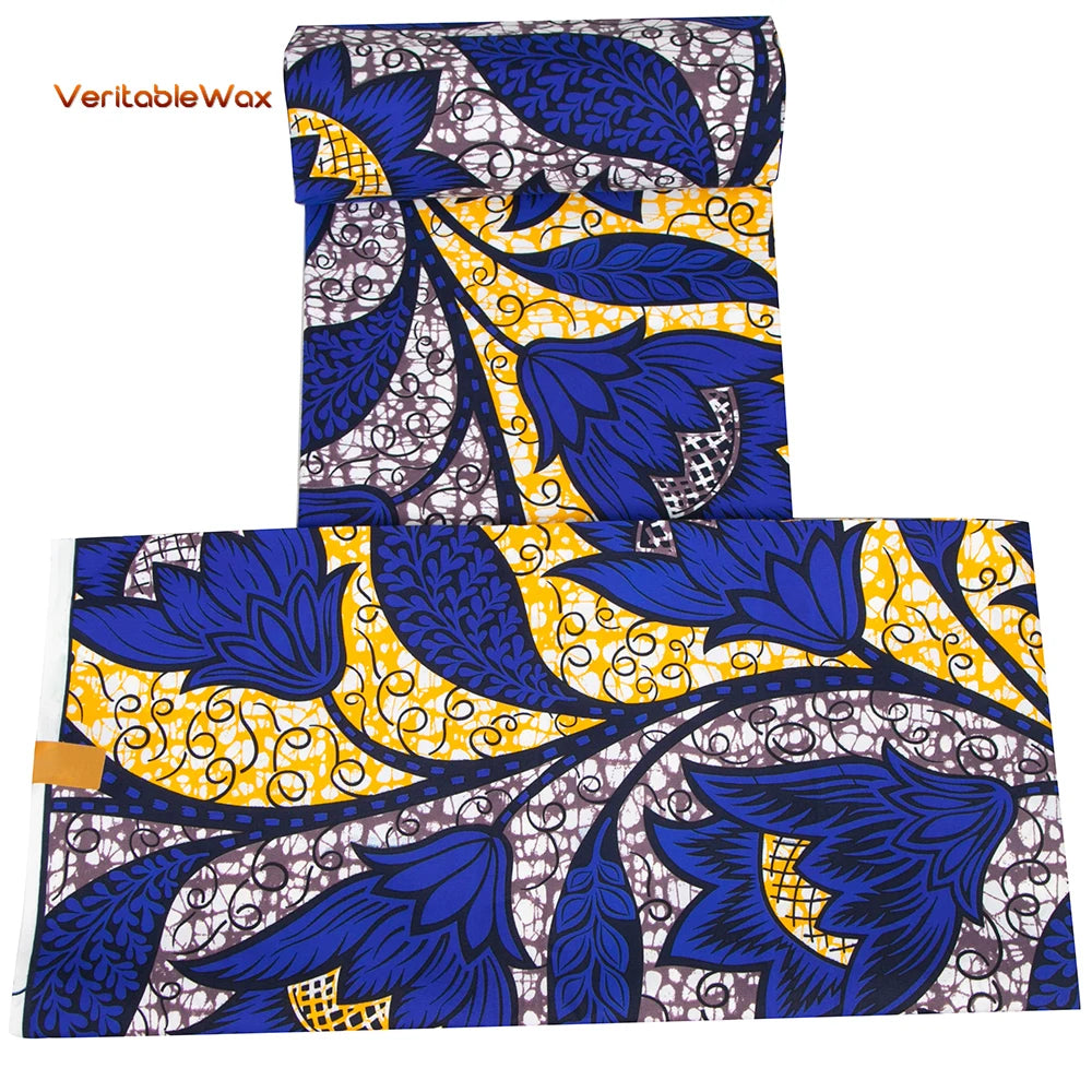 2024 Veritablewax African Dashiki Fabric Real Wax Patchwork Sewing Dress Craft Cloth Polyester High Quality Tissu N-33