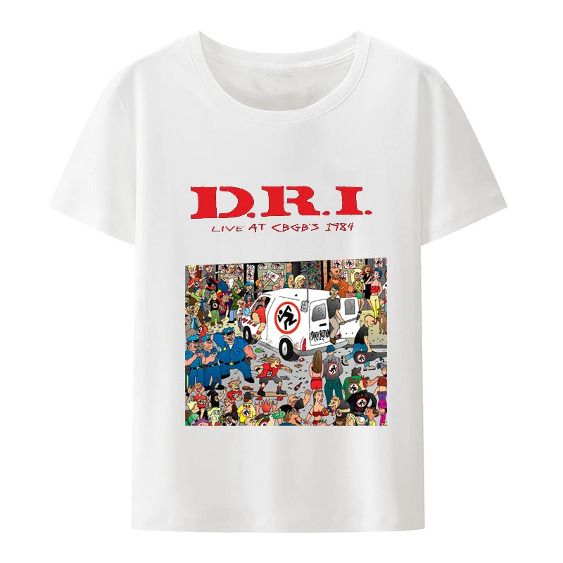 D.R.I. Dirty Rotten Imbeciles Band T-Shirt - Skanker Logo Men's Black Tee for Hip-Hop & Casual Wear