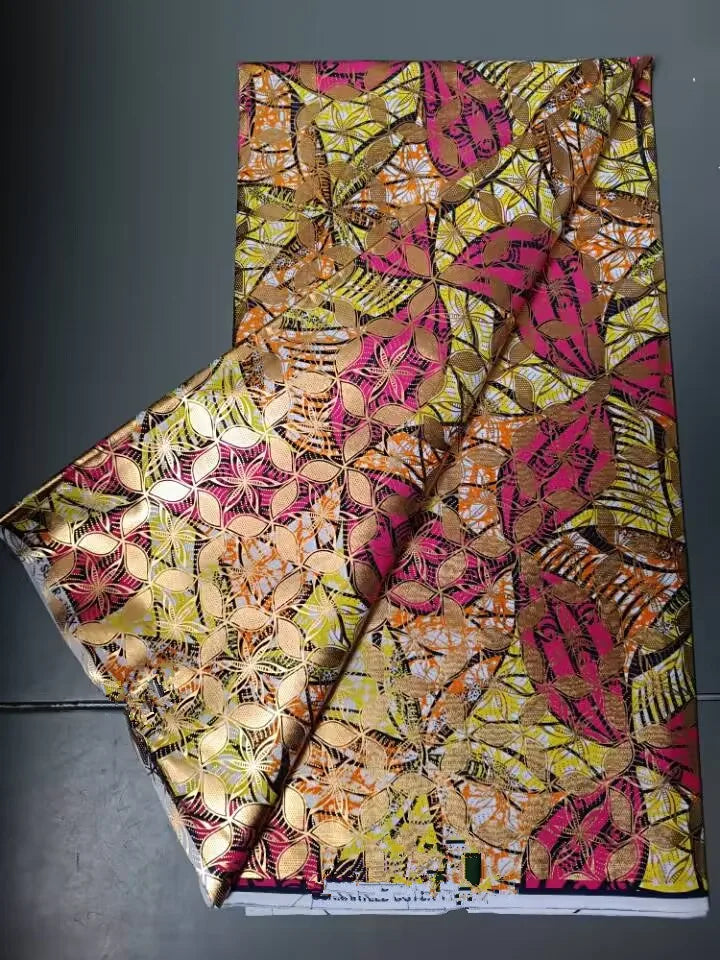 Hot Sale 100% Cotton Veritable African Wax Print Fabric Golden Real Wax African Ankara Fabric 6 yards Ghana Loincloth