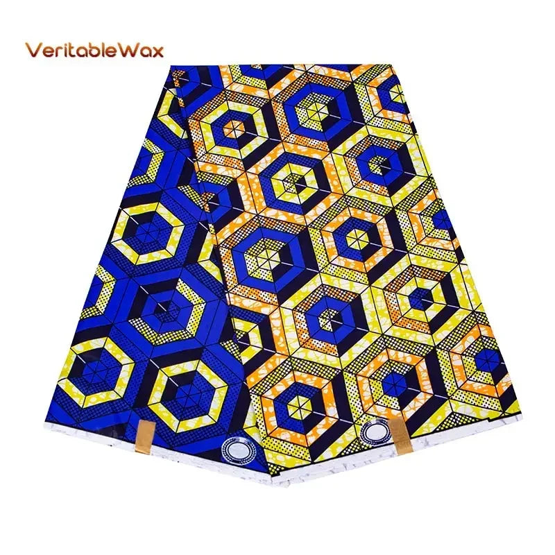 Veritablewax Fan Pattern African Fabric By the Yard Polyester Material For Handsewing High Quality Cloth for Party Dress A-27