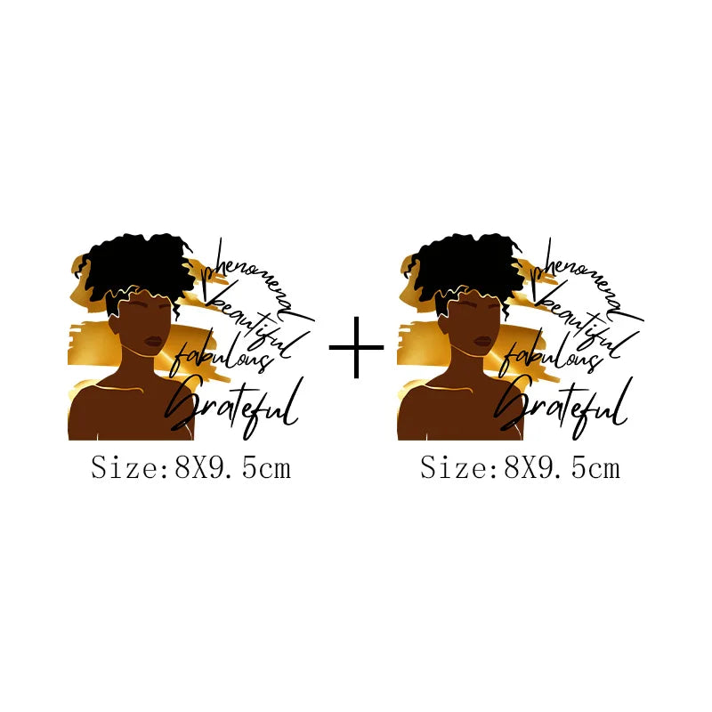 Afro Women Heat Transfer Patch For Clothing Fashion Black Girl DIY T-Shirt Hoodie Iron On Patch On Men And Women Clothes Sticker