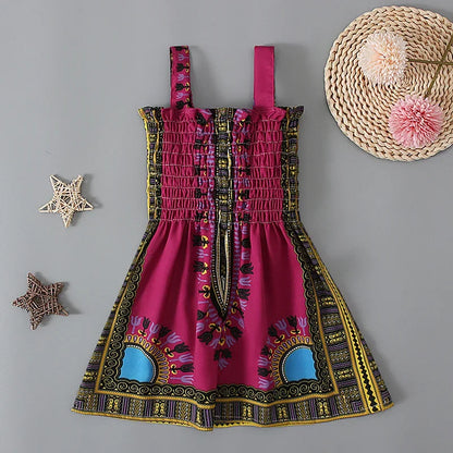 2022 Summer Fashion Style African Children Polyester Printing Dress Girl Dress African Dresses for Children