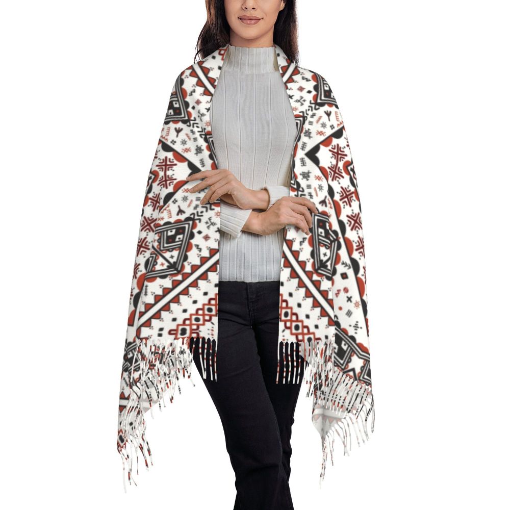 Print Amazigh Pride Tifinagh Patriotic Kabyle Scarf Men Women Winter Warm Scarves Traditional Geometric Amazigh Shawl Wrap