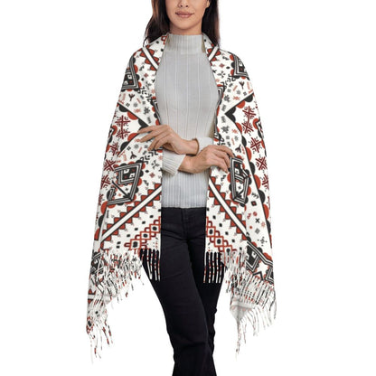 Kabyle Jewelry Scarf Wrap Women Long Winter Fall Warm Tassel Shawl Unisex Amazigh Carpet Berber Scarves