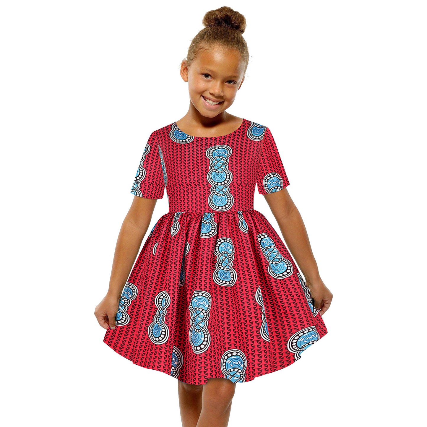 Baby Girls African Dress Toddler Kids Dashiki Traditional Style Print Short Sleeve Casual Dress Ankara Princess Dresses Vestidos