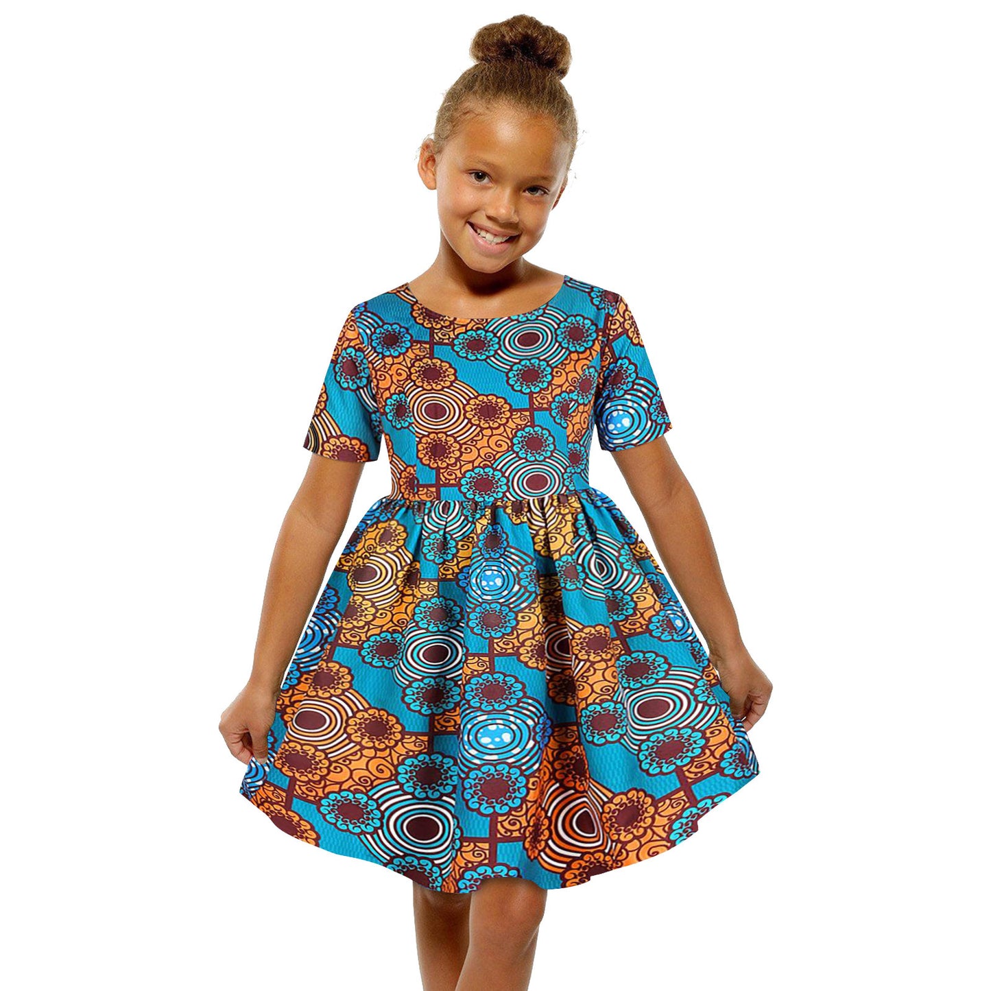 Baby Girls African Dress Toddler Kids Dashiki Traditional Style Print Short Sleeve Casual Dress Ankara Princess Dresses Vestidos