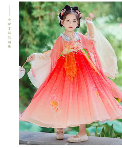 Chinese Kids Hanfu Dress Cute Girl Carnival Cosplay Costume Ancient Traditional Child Hanfu Dance Perform Dress Christmas Gift