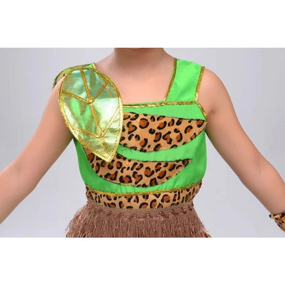 Green Children's Wear Plays Out Costume Tage Costume African Dance Indian Savage Hunter Show Costume Dance Costume  -BC9886