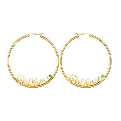 Romantic Custom Name High-End Stainless Steel Jewelry Personalized 50mm Hoop Earrings Accessories for Women Birthday Party Gift