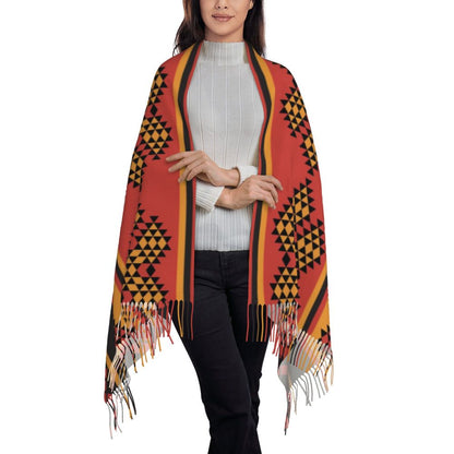 Amazigh Foutha Kabyle Scarf Wrap Women Long Winter Warm Tassel Shawl Unisex Mediterranean Geometric Scarves