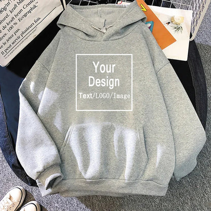 DIY Your Design Text/LOGO/Image Women Casual Hoody Streetwear Oversized Sweatshirt Couple Clothes Sudaderas Para Mujer Pullovers