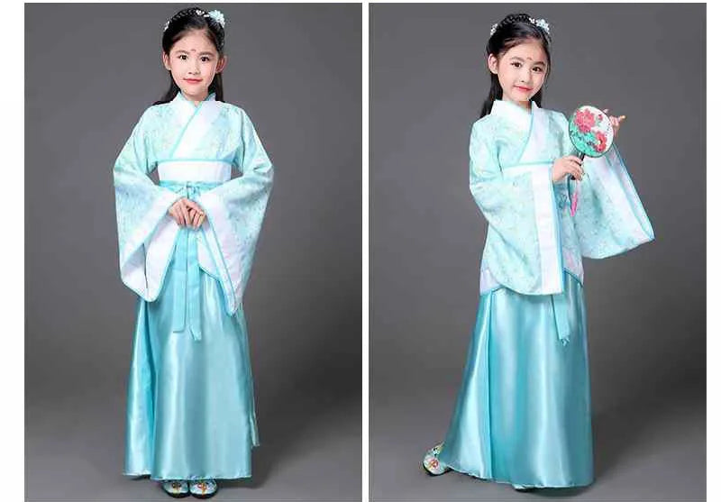 Hanfu Children 2023 Chinese Costume Kids Flower Girl Dresses Traditonal Stage Wear Women Dance Costume Adult Fairy Dress